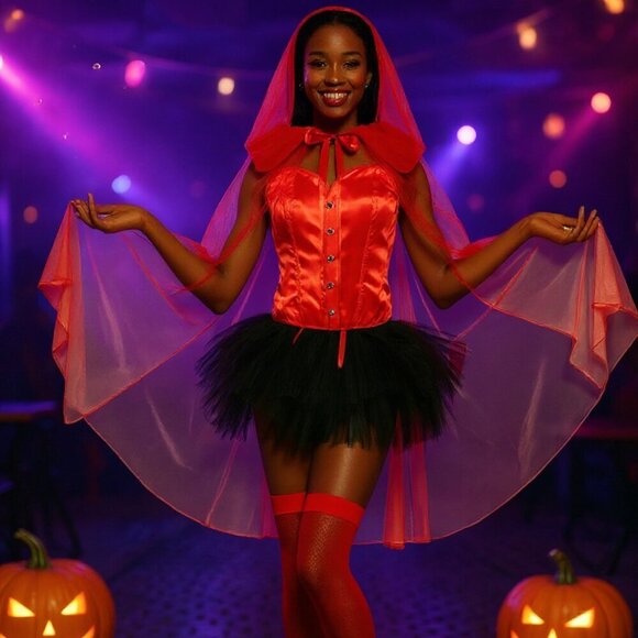 Dolls Kill Hide No More Red Sheer Cape NEW - Picture 3 of 3